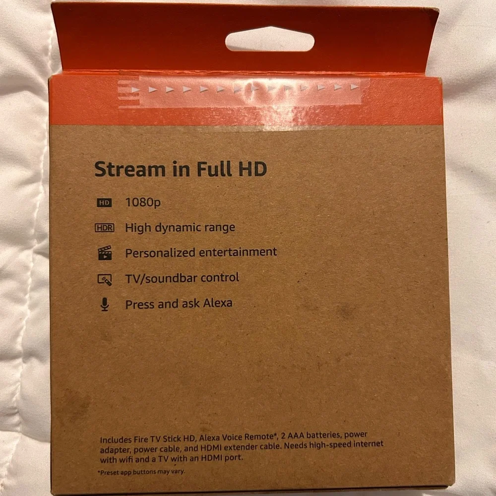 Amazon Fire TV Stick HD in Black and Orange Packaging - Picture 2 of 3